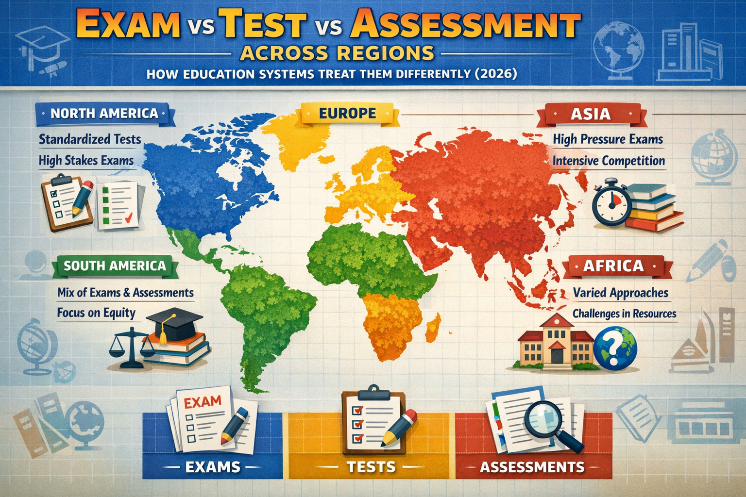 Exam vs Test vs Assessment Across Regions: How Education Systems Treat Them Differently (2026)