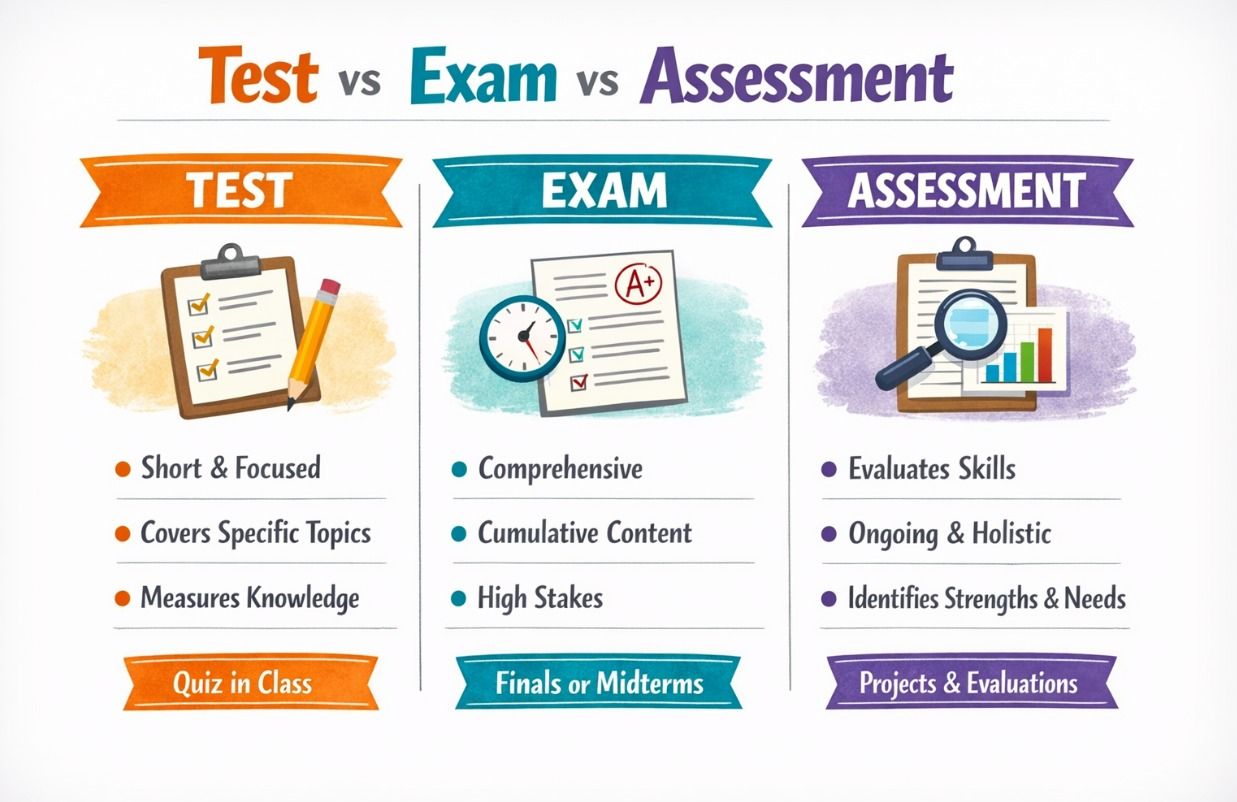 Test vs Exam vs Assessment: The Difference Most Teachers Miss